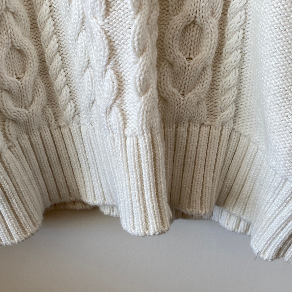 L.L. Bean Classic Cream Cable Knit Sweater - Picture 6 of 8